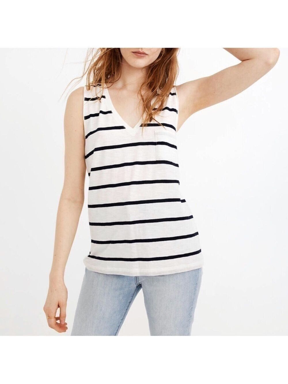 Madewell V-Neck Pocket Stripe Tank Top